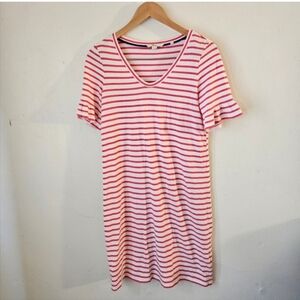 Boden Jersey Red Striped Shirt Flutter Sleeve Dress Size 6R